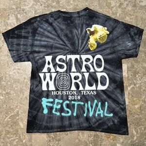 Travis Scott Astroworld Shirt Mens Large Blue Tie Dye 2018 Festival Houston